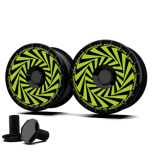 Custom Wheel Covers, Replaceable Rim Protector, Durable Scratch, Center Lock Installation  (Green Whirlpool, 4 PCS)