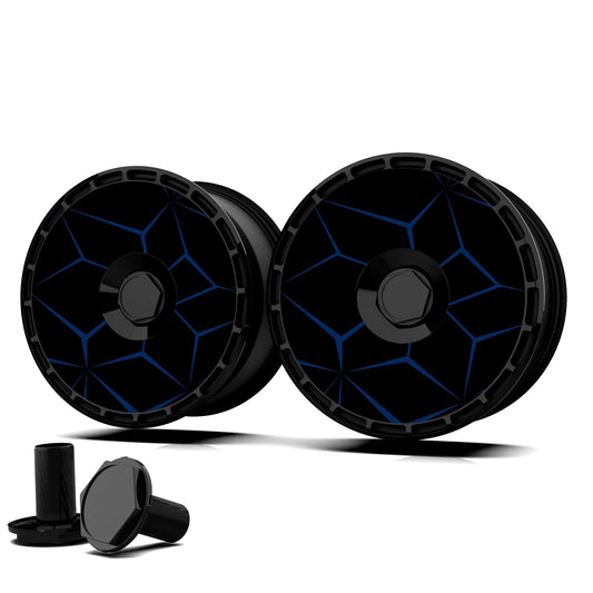 19/20 Inch Wheel Covers for Tesla Model Y Juniper Crossflow Wheels 2025, Centers Lock Installation Rim Protector, Full Coverage Hubcaps Exterior Accessories (Blue Lava, 4 PCS)