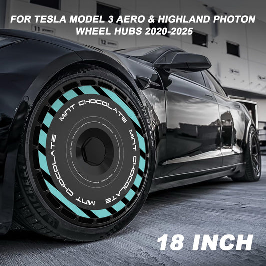 18 Inch Wheel Cover for Tesla Model 3 Aero & Highland Photon Wheel Hubs, Full Coverage Hubcaps, Center Lock Installed Rim Protectors Exterior Accessories Fit for 2020-2025 (Mint Green, 4 PCS)
