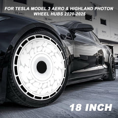 18 Inch Wheel Cover for Tesla Model 3 Aero & Highland Photon Wheel Hubs, Full Coverage Hubcaps, Center Lock Installed Rim Protectors Exterior Accessories Fit for 2020-2025 (Trail Tracker, 4 PCS)