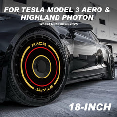 18 Inch Wheel Cover for Tesla Model 3 Aero/Highland Photon Wheel Hubs, Full Coverage Hubcaps, Center Lock Installation Rim Protectors Exterior Accessories Fit for 2020-2025 (Race Start, 4 PCS)