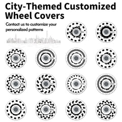 Wheel Covers, City-Themed Customized Hubcaps, Center-Lock Full Coverage Rim Protector
