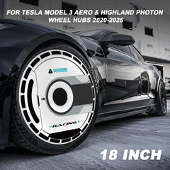 18 Inch Wheel Cover for Tesla Model 3 Aero & Highland Photon Wheel Hubs, Full Coverage Hubcaps, Center Lock Installed Rim Protectors Exterior Accessories Fit for 2020-2025 (Future, 4 PCS)
