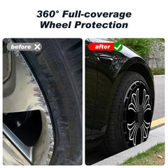 Custom Wheel Covers, Replaceable Rim Protector, Durable Scratch, Center Lock Installation  (Black Flowers, 4 PCS)