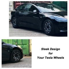 18 Inch Wheel Cover for Tesla Model 3 Aero/Highland Photon Wheel Hubs, Full Coverage Hubcaps, Center Lock Installation Rim Protectors Exterior Accessories Fit for 2020-2025 (Black Rose, 4 PCS)